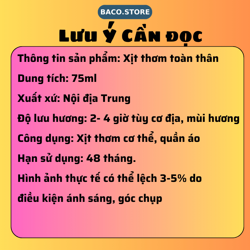 body mist Xịt thơm Toàn thân 75ml Sang trọng, quyến rũ