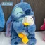 Gấu bông stitch ôm vịt đáng yêu, Gấu nhồi bông Stitch lông thỏ cao cấp mẫu mới dễ thương