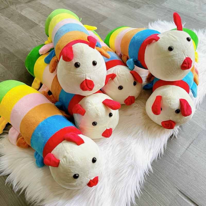 Gấu sâu 7 màu kt 60cm, Gấu ôm sâu nhiều màu sắc mềm mịn, dễ thương