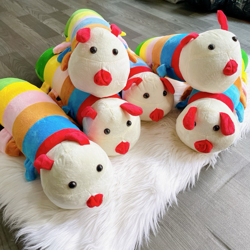 Gấu sâu 7 màu kt 60cm, Gấu ôm sâu nhiều màu sắc mềm mịn, dễ thương