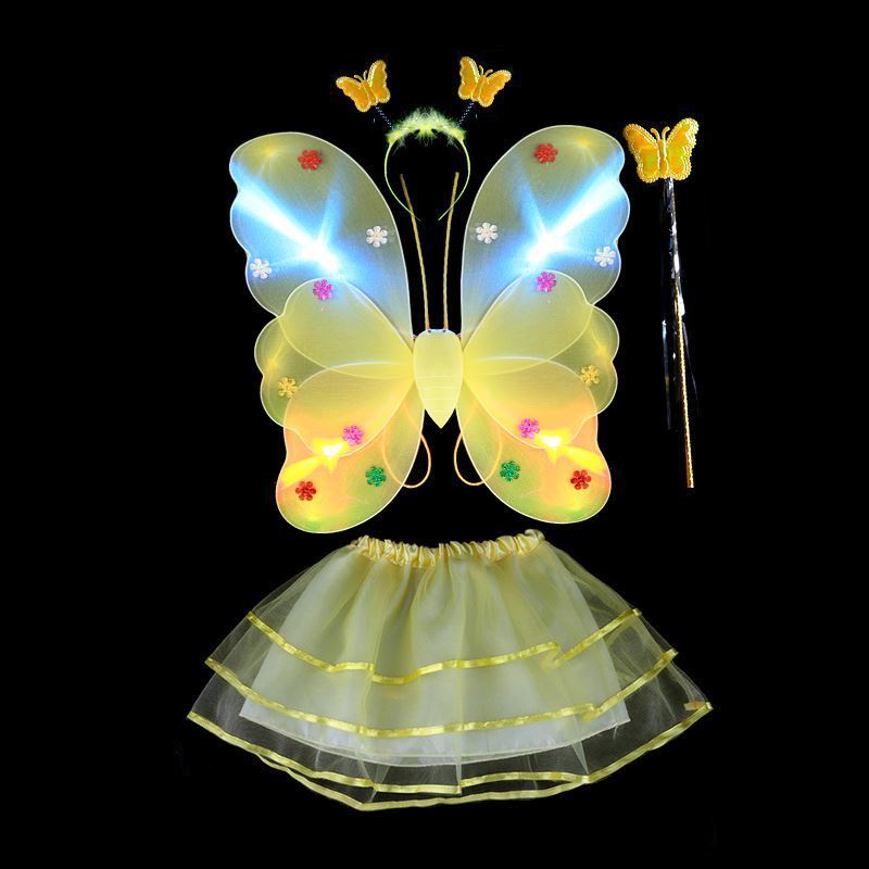 Bộ đồ chơi cánh bướm kèm váy, gậy hóa ttrang Halloween cho bé CÓ ĐÈN LED PHÁT SÁNG