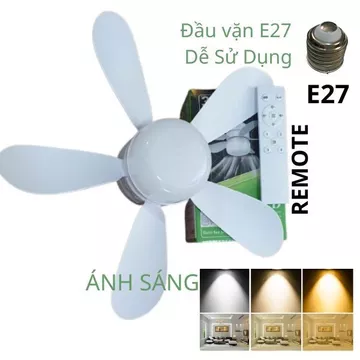 Quạt Treo Tường và Trần MiNi Có Đèn Sáng 1000prm, Quạt trần Mini nhà bếp phòng tắm có Đèn , Đèn có 3 màu Sáng