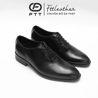 Giày lười nam, giày tây oxford da bò Fttleather cao cấp đế phíp gỗ công sở màu đen mã F631