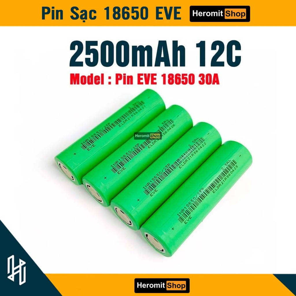 Pin 18650 EVE 2500mAh dòng xả 12C pin máy khoan | Shopee Việt Nam