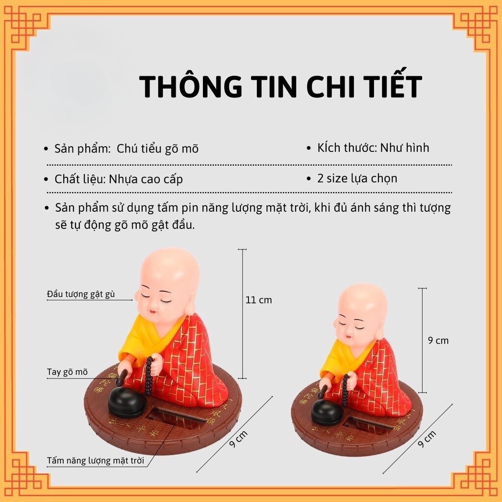 Tượng phật chú tiểu gõ mõ tụng kinh trang trí taplo, bàn thờ chạy bằng ...