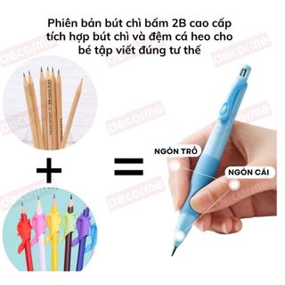 Bút Chì Cá Heo Tập Viết - Bút Chì Bấm 2B Giúp Bé Cầm Bút Đúng Tư Thế Viết Lâu Không Đau, Không Mỏi Tay