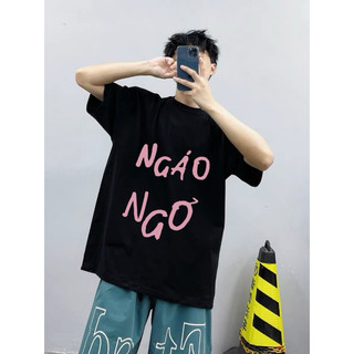 Áo thun OVERSIZE/BABYTEE form rộng nam nữ in hình NGÁO NGƠ HOTTREND chất Cotton 2c