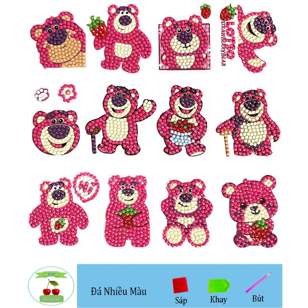 Sticker Tranh đính đá loại  mini sticker tự làm tự dính trang trí cốc, balo, cặp CÓ KÈM ĐỦ PHỤ KIỆN ĐÁ