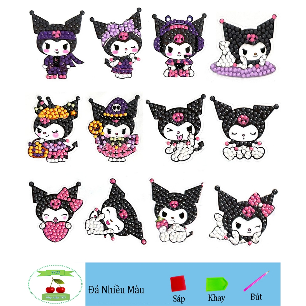 Sticker Tranh đính đá loại  mini sticker tự làm tự dính trang trí cốc, balo, cặp CÓ KÈM ĐỦ PHỤ KIỆN ĐÁ