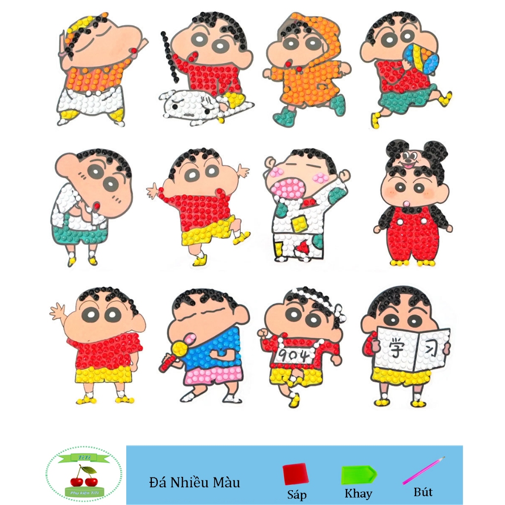 Sticker Tranh đính đá loại  mini sticker tự làm tự dính trang trí cốc, balo, cặp CÓ KÈM ĐỦ PHỤ KIỆN ĐÁ