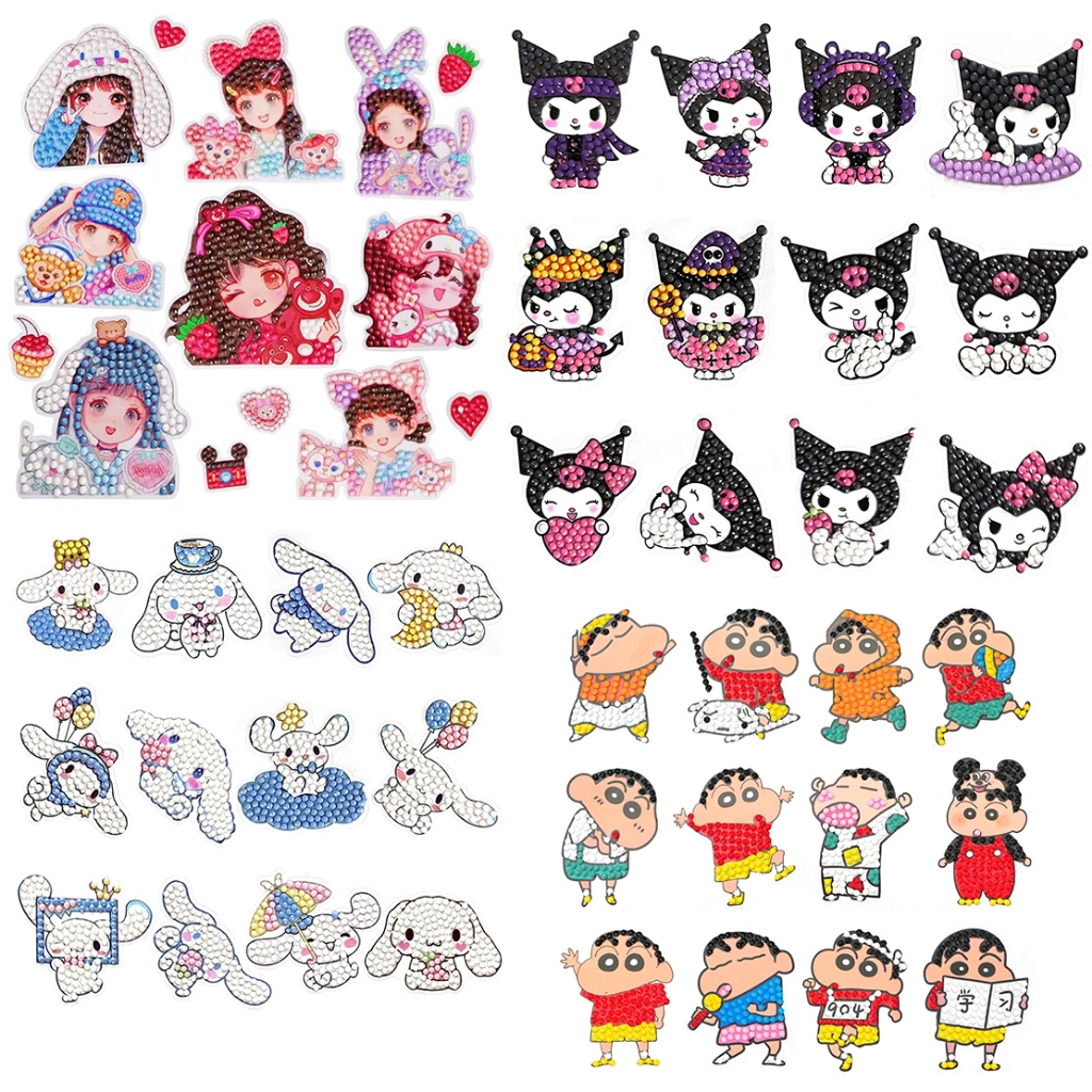 Sticker Tranh đính đá loại  mini sticker tự làm tự dính trang trí cốc, balo, cặp CÓ KÈM ĐỦ PHỤ KIỆN ĐÁ