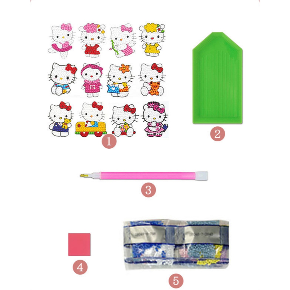 Sticker Tranh đính đá loại  mini sticker tự làm tự dính trang trí cốc, balo, cặp CÓ KÈM ĐỦ PHỤ KIỆN ĐÁ