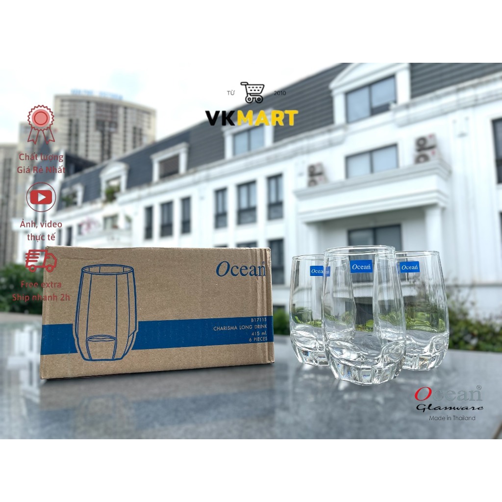 Bộ cốc thủy tinh Ocean, ly cao pha cocktail, sinh tố nhập khẩu Thái Lan ...