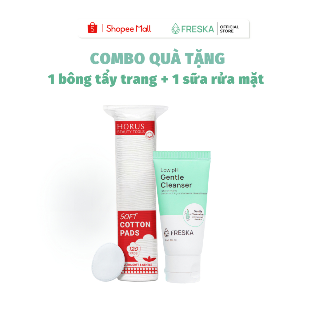 Ảnh Combo quà tặng 1 Sữa rửa mặt Freska LowpH Gentle Cleanser 30ml + 1 Bông tẩy trang 2