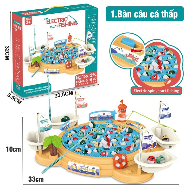 Ảnh Đồ chơi câu cá nam châm CỠ LỚN 45 chi tiết, 4 cần câu, 4 giỏ có đèn và nhạc BBT Global 4