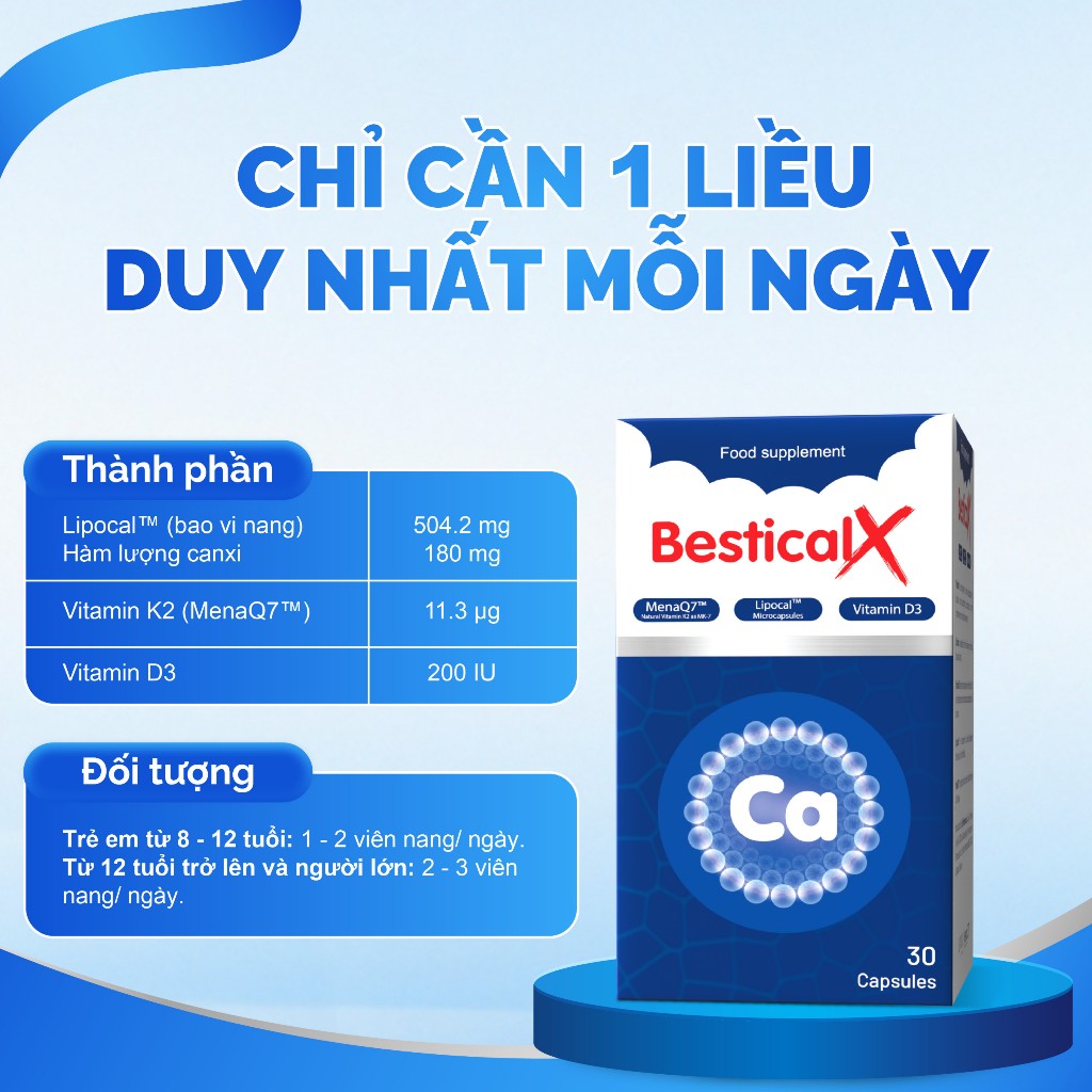 Mua 2 tặng 2 Bestical X canxi sinh học cho mẹ bầu dễ hấp thu với hàm lượng canxi cao nhanh chóng và hiệu quả