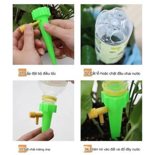 Vòi Tưới Cây Nhỏ Giọt Tự Động Combo 2 Cái Gắn Chai Nước Có Van Điều Chỉnh – Bộ Tưới Cây Khi Đi Vắng