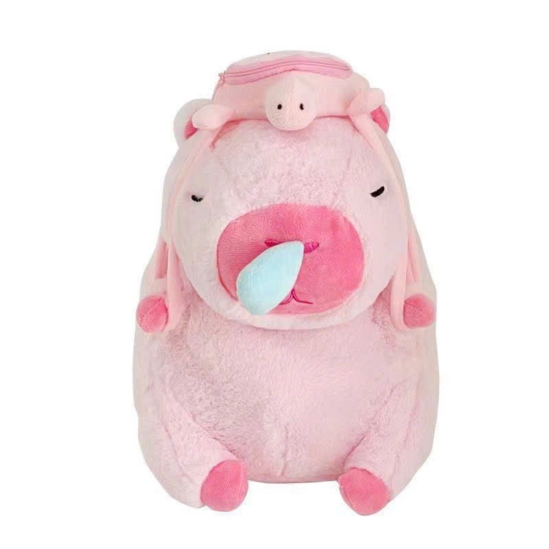Capybara Hồng Chảy Nước Mũi Tặng Kèm Balo Rùa Gấu Bông Capybara Chảy Nước Mũi Hồng Capyabra Hồng Đeo Balo Rùa