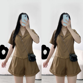 Set đồ công sở bigsize nữ áo vet tay ngắn dáng croptop kèm quần chữ A ống rộng mặc mát trẻ trung năng động SET79