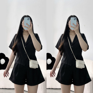 Set đồ công sở bigsize nữ áo vet tay ngắn dáng croptop kèm quần chữ A ống rộng mặc mát trẻ trung năng động SET79