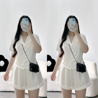 Set đồ công sở bigsize nữ áo vet tay ngắn dáng croptop kèm quần chữ A ống rộng mặc mát trẻ trung năng động SET79