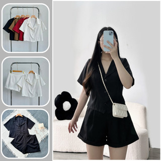 Set đồ công sở bigsize nữ áo vet tay ngắn dáng croptop kèm quần chữ A ống rộng mặc mát trẻ trung năng động SET79