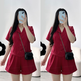 Set đồ công sở bigsize nữ áo vet tay ngắn dáng croptop kèm quần chữ A ống rộng mặc mát trẻ trung năng động SET79
