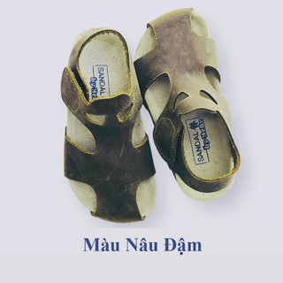 Giày Sandal rọ bít mũi chống vấp ngã trẻ em đế trấu quai dán da bò cao cấp êm ái cho bé mã STK07 BH 6 tháng