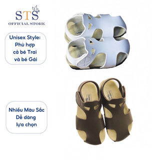 Giày Sandal rọ bít mũi chống vấp ngã trẻ em đế trấu quai dán da bò cao cấp êm ái cho bé mã STK07 BH 6 tháng