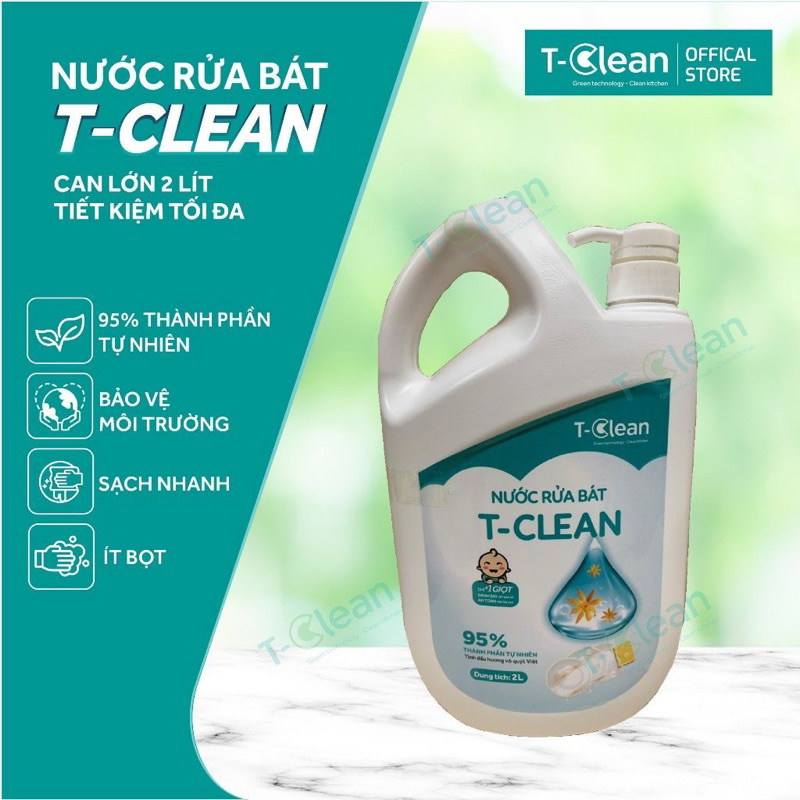 Nước Rửa Bát T-Clean(Tclean) 95% thiên nhiên, Không Khô Da Tay, an toàn ...