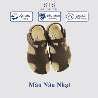 Giày Sandal rọ bít mũi chống vấp ngã trẻ em đế trấu quai dán da bò cao cấp êm ái cho bé mã STK07 BH 6 tháng