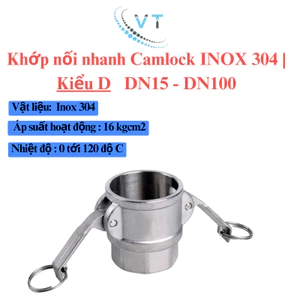Khớp nối nhanh Camlock INOX 304 | Kiểu D | DN40-DN100