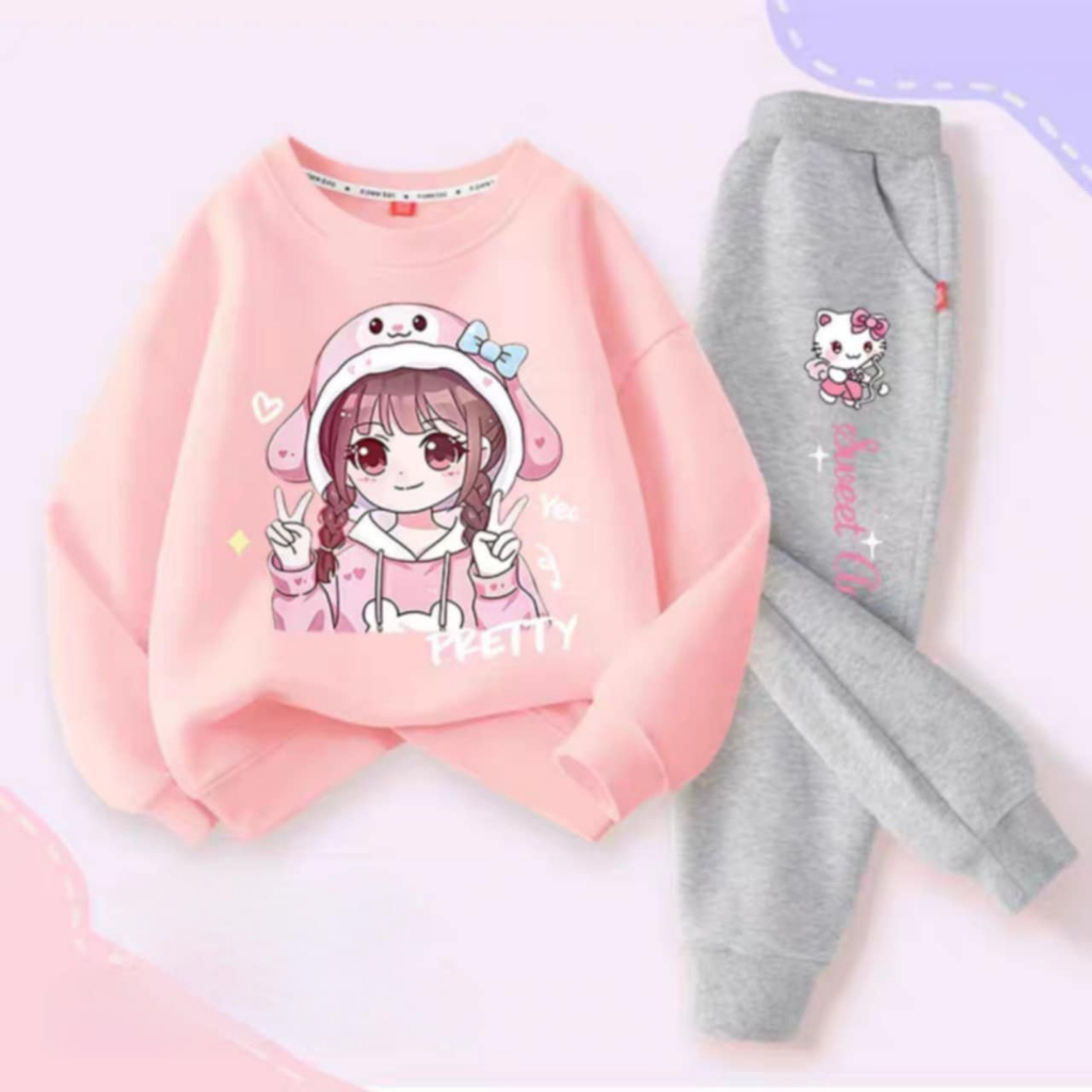 Bộ thu Đông bé gái chất da cá dày dặn ấm áp sz 14- 42 kg quần áo bé cấp 1. 2 gái mùa Đông