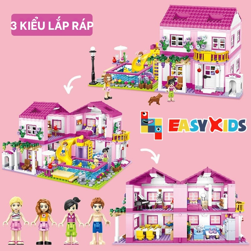 Đồ Chơi Lắp Ráp Mô Hình Nhà Biệt Thự Gia Đình Hiện Đại Summer Villa Lâu Đài To Xinh Cho Bé Từ 5 Tuổi
