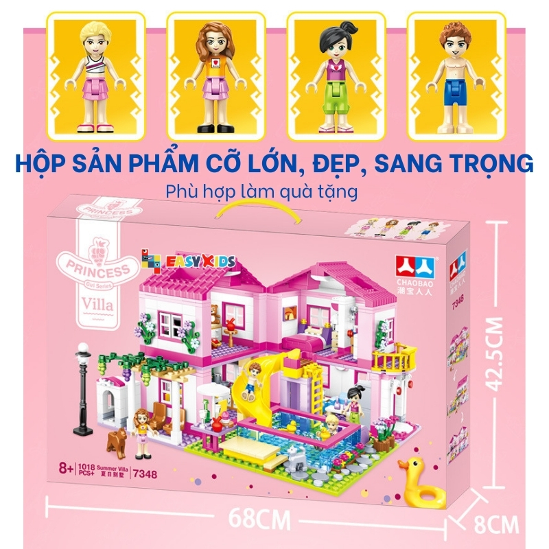 Đồ Chơi Lắp Ráp Mô Hình Nhà Biệt Thự Gia Đình Hiện Đại Summer Villa Lâu Đài To Xinh Cho Bé Từ 5 Tuổi