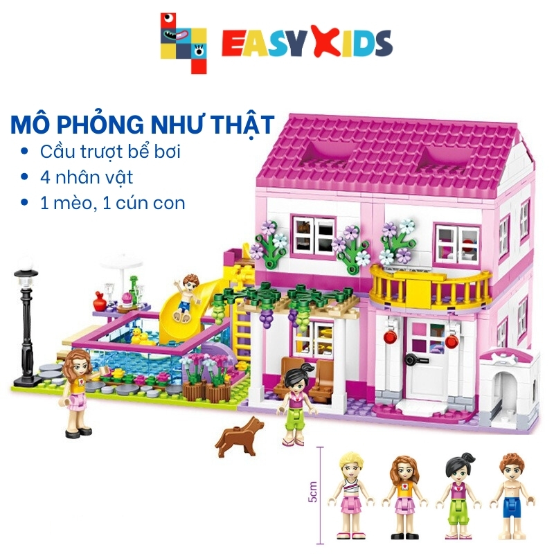 Đồ Chơi Lắp Ráp Mô Hình Nhà Biệt Thự Gia Đình Hiện Đại Summer Villa Lâu Đài To Xinh Cho Bé Từ 5 Tuổi