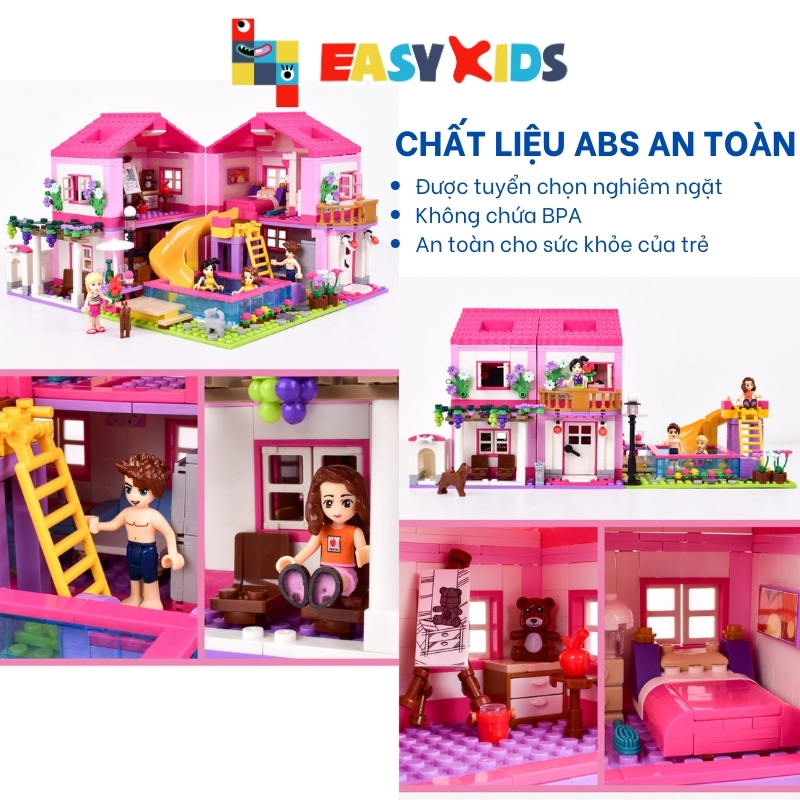 Đồ Chơi Lắp Ráp Mô Hình Nhà Biệt Thự Gia Đình Hiện Đại Summer Villa Lâu Đài To Xinh Cho Bé Từ 5 Tuổi