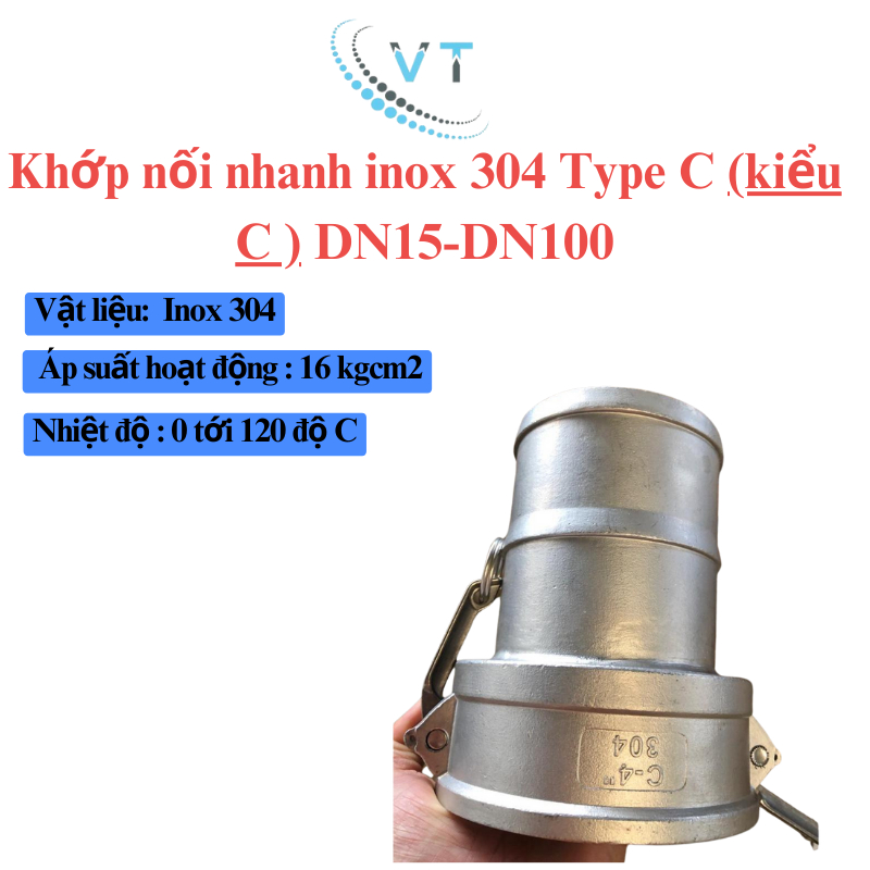 Khớp nối nhanh Camlock INOX 304 | Kiểu C  DN15- DN32