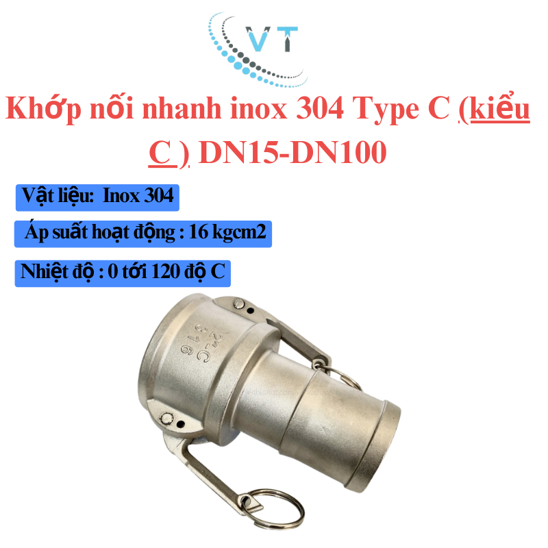 Khớp nối nhanh Camlock INOX 304 | Kiểu C  DN15- DN32