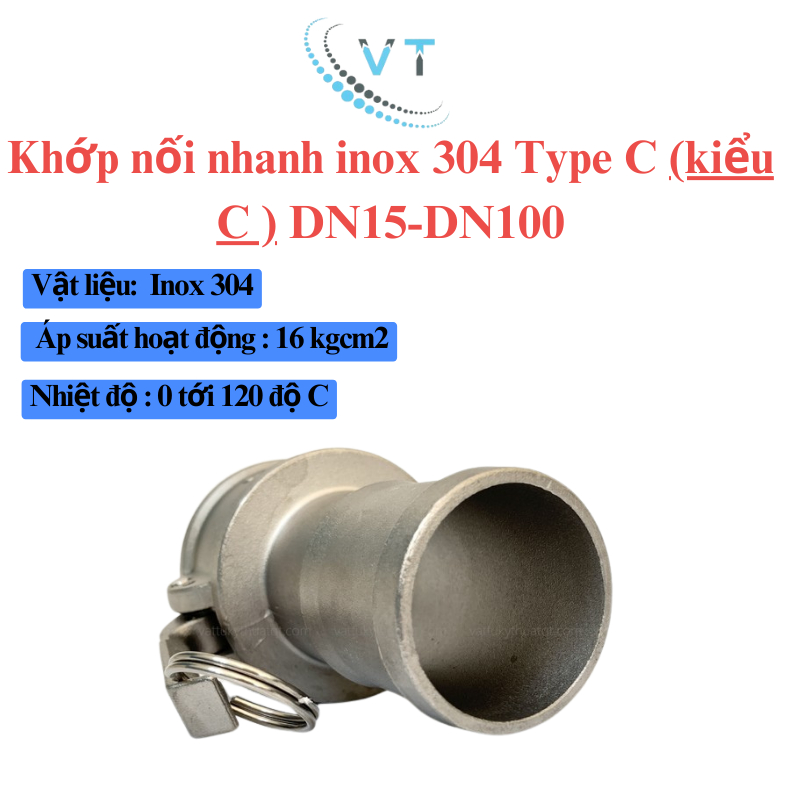 Khớp nối nhanh Camlock INOX 304 | Kiểu C  DN15- DN32