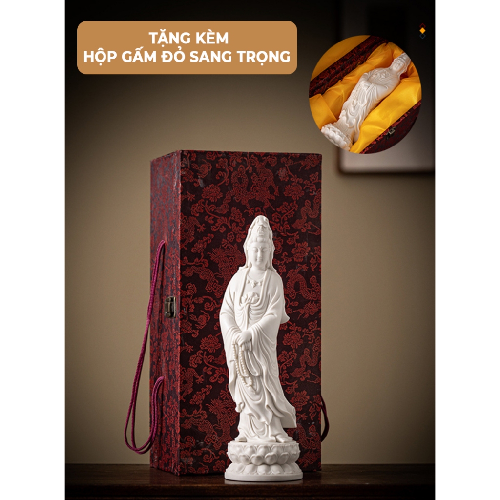 Tượng Quan Thế Âm Bồ Tát Chất Liệu Gốm Sứ, Tượng Mẹ Quan Âm, Trang Trí Bàn Thờ Phật, Phong Thuỷ