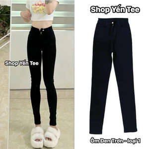 Quần jeans ôm đen Yến Tee, chất jeans cotton mềm ,co dãn tốt #8800