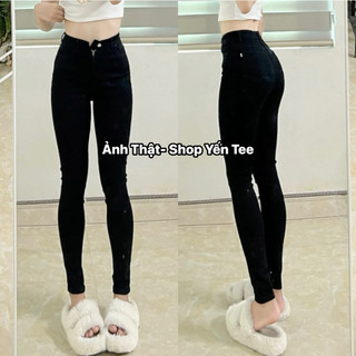 Quần jeans ôm đen Yến Tee, chất jeans cotton mềm ,co dãn tốt #8800