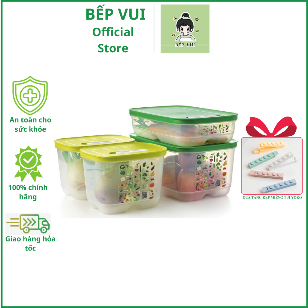 TUPPERWARE_Bộ hộp trữ mát có nút hô hấp Vent Ventsmart Tupperware 4 hộp ...