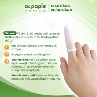 Gạc Răng Miệng Dr. Papie Cho Bé Từ 1y - Làm Sạch Răng, Lưỡi, Nướu, Phòng Chống Sâu Răng | 30Gói/Hộp