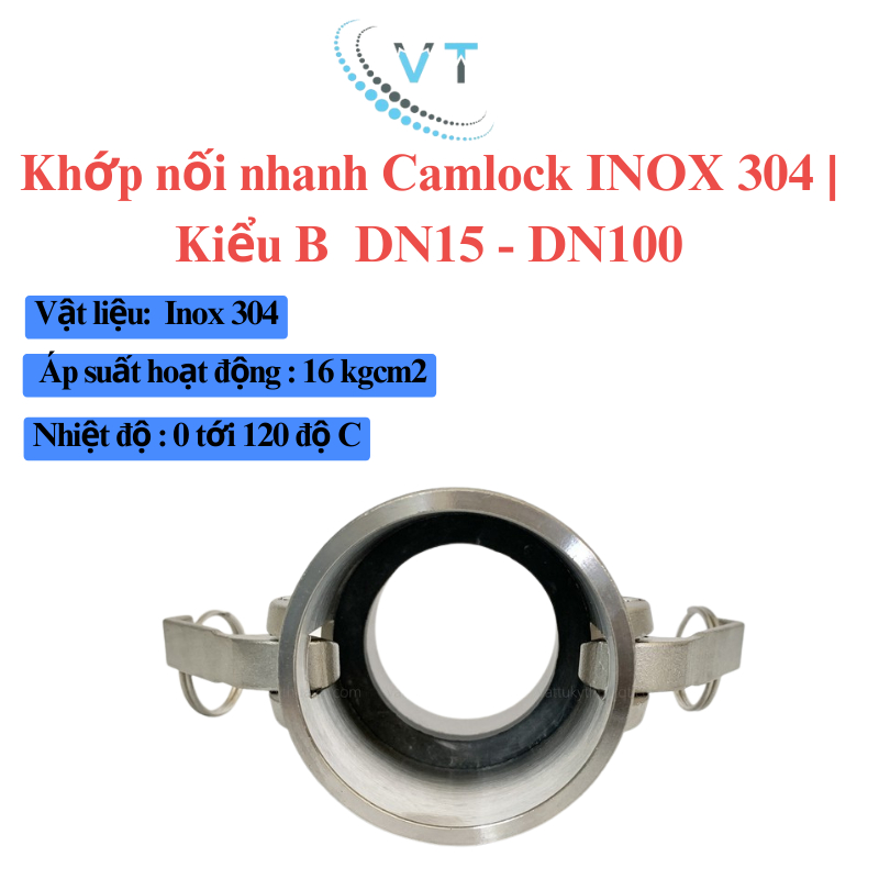 Khớp nối nhanh Camlock INOX 304  Kiểu B DN15 - DN32
