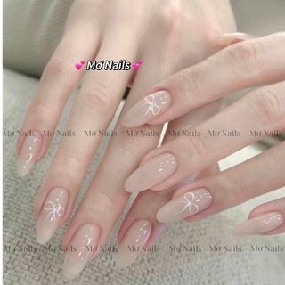 (Tặng hộp,keo MxBon) Nail Box Thiết Kế Thạch Nude Nơ M78 Nhà Mơ Nails