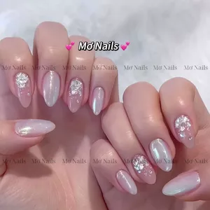 Nail Box Thiết Kế 10 Móng Úp Hồng Tráng Gương Nhũ Giấy M76 Mơ Nails