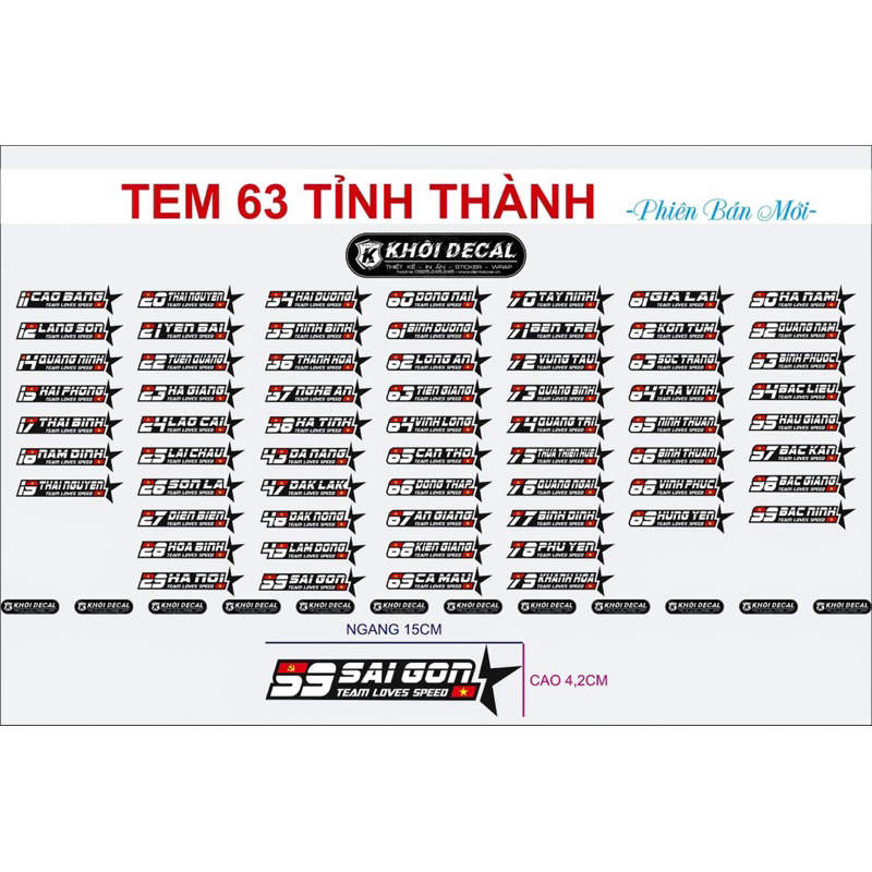Tem logo 63 tỉnh thành mẫu mới( giá 1 tem)