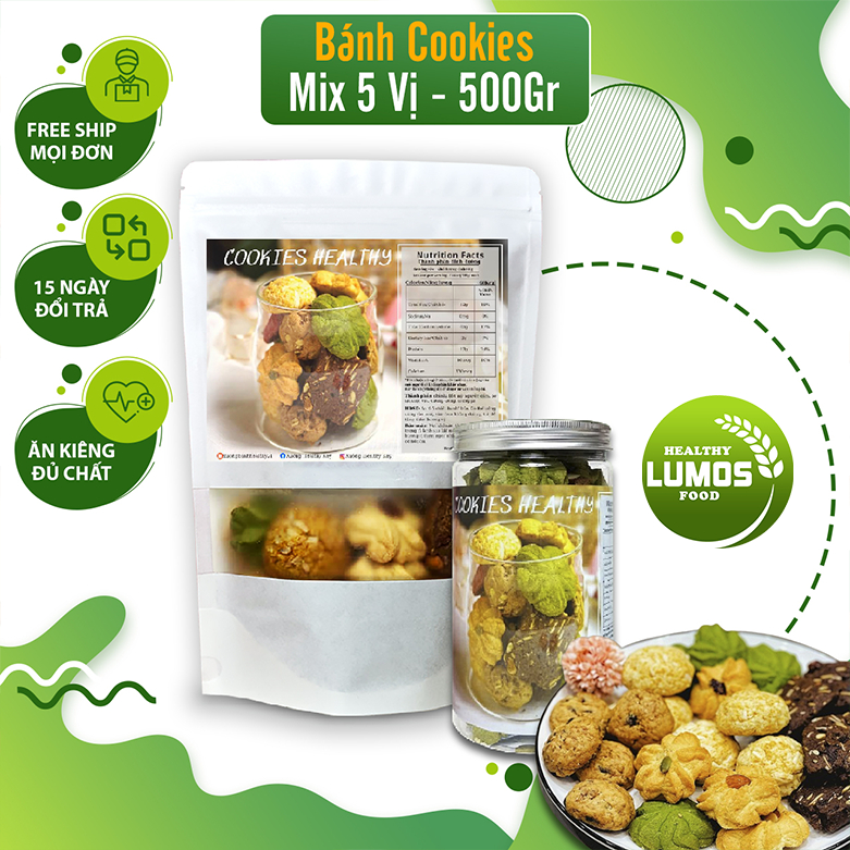 Bánh Cookie Nguyên Cám Mix 5 Vị Lumos Healthy Foods, Bánh Quy Ít Ngọt ...